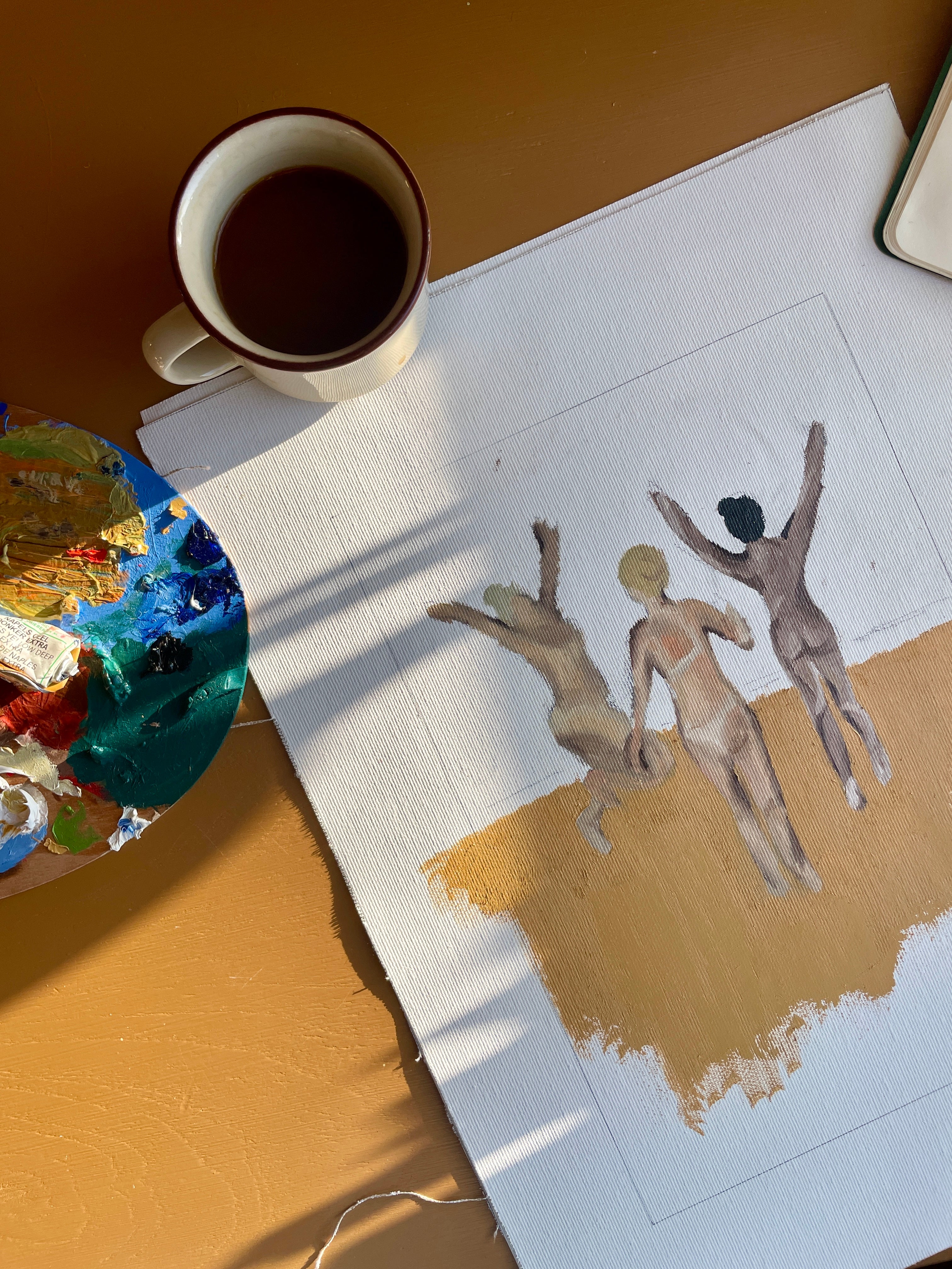 As The Golden Sand Merges - Unikt værk 30x40 cm