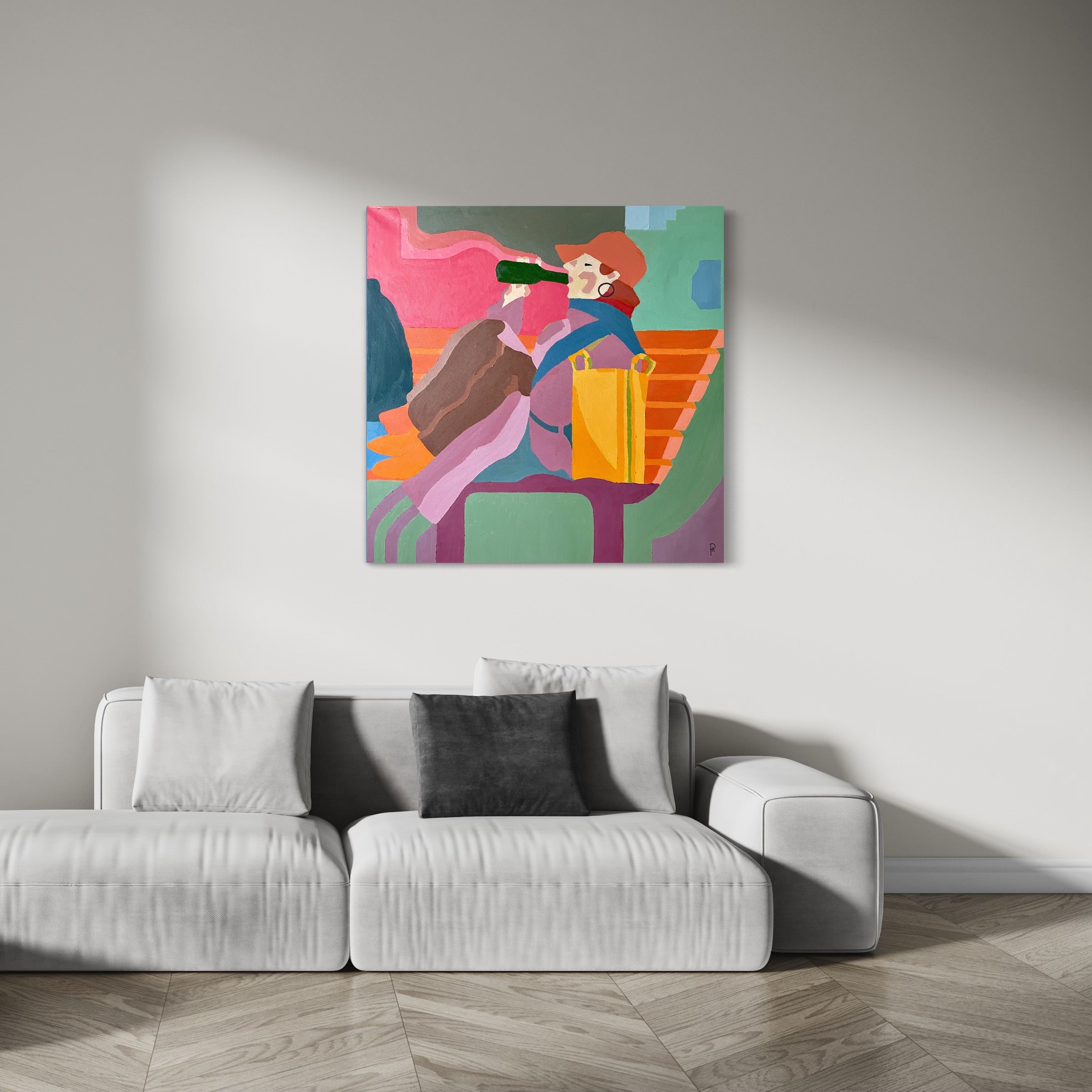 Barely II - Unikt værk 100x100 cm