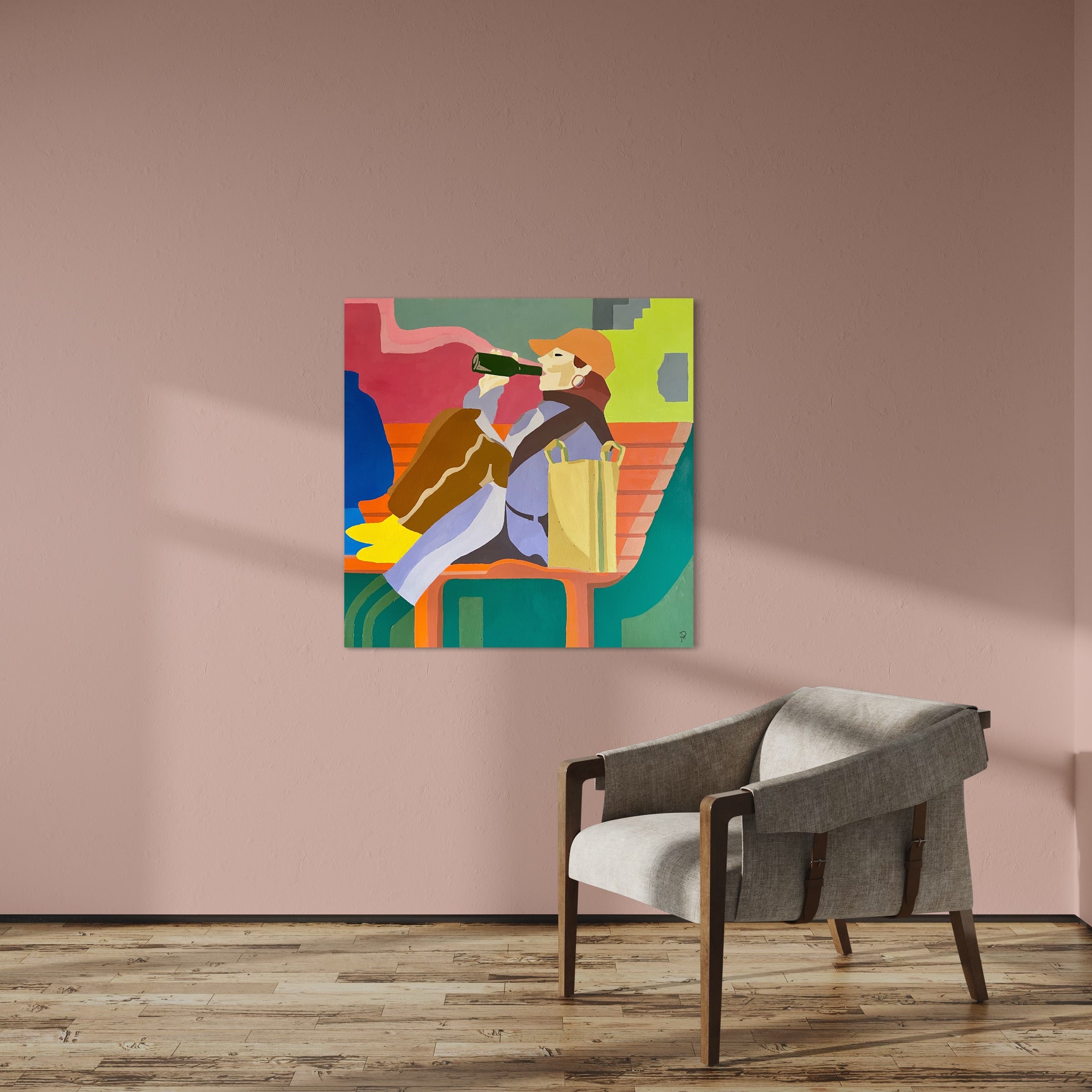 Barely - Unikt værk 100x100 cm