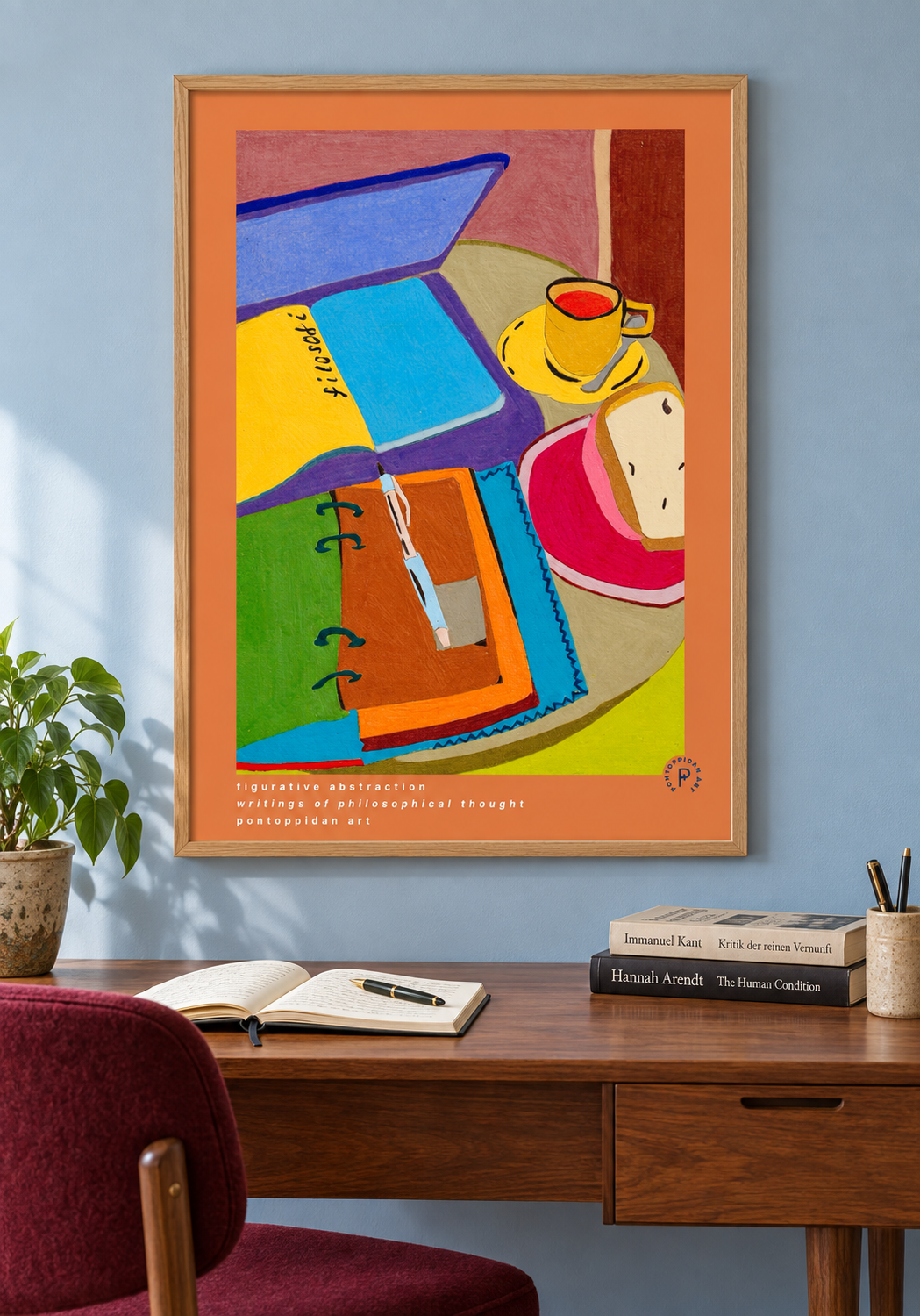 Writings of philosophical thoughts — Signatur i interiør — Pontoppidan Art